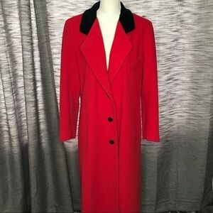 PROJECTIONS LTD WOOL RED TRENCHCOAT LARGE